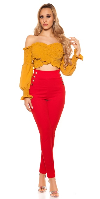highwaist Pants with buttons Red